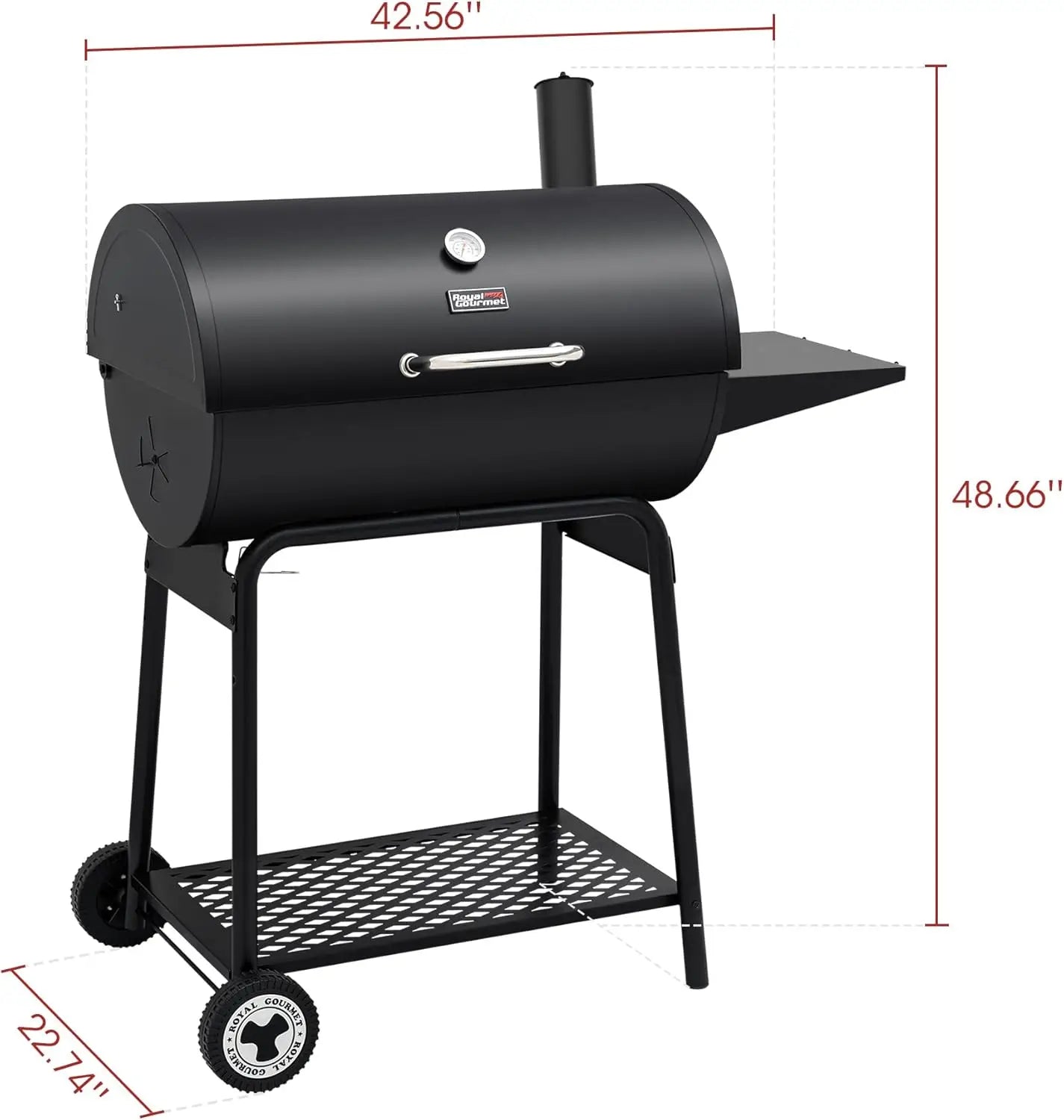 Barrel Charcoal Grill with Side Table