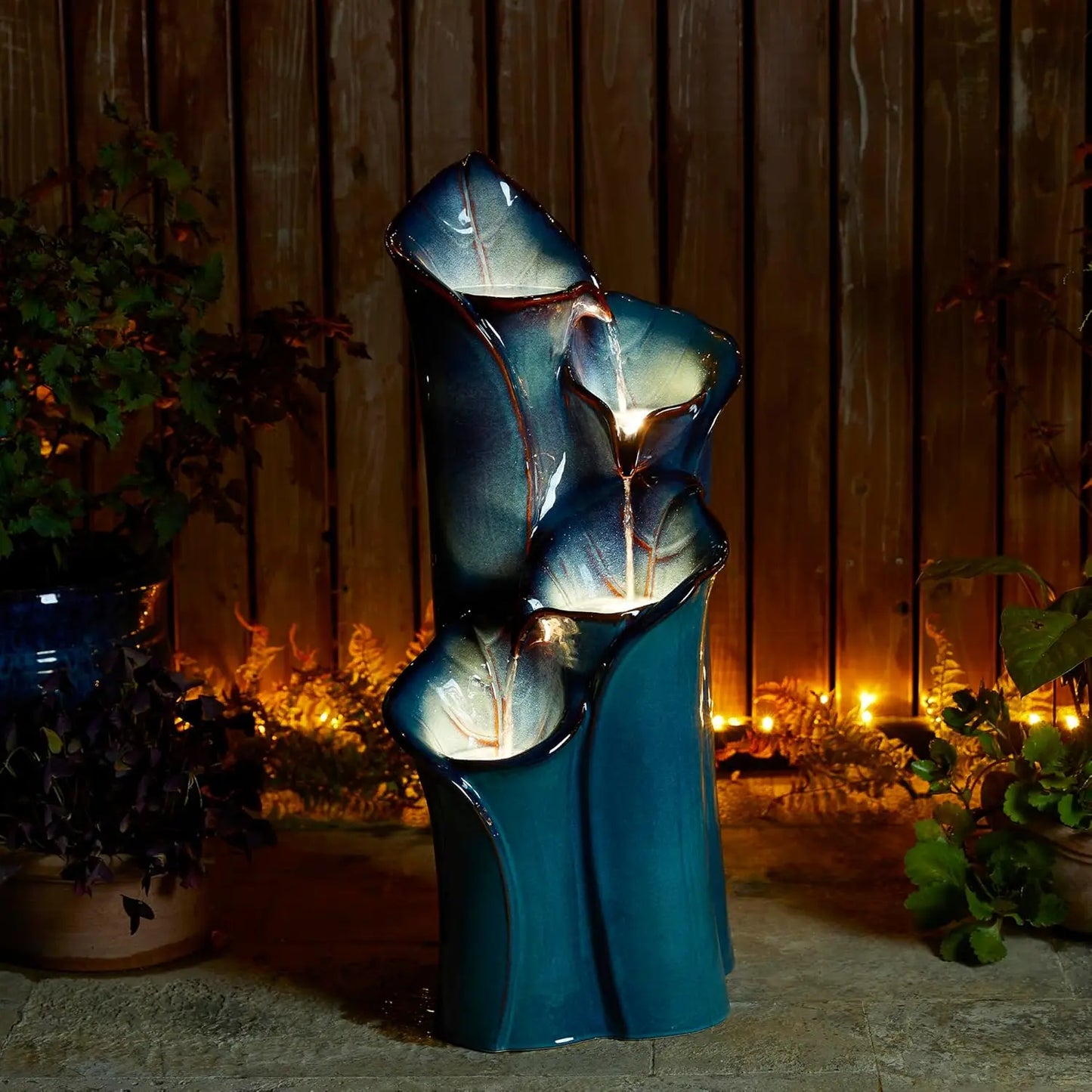 31.25 "H4 Layer Waterfall Fountain with LED Lights and Water Pump