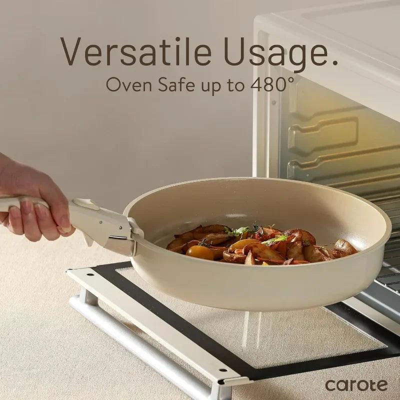 21pcs Detachable Handle Pots and Pan Set, Ceramic Nonstick Induction Cookware