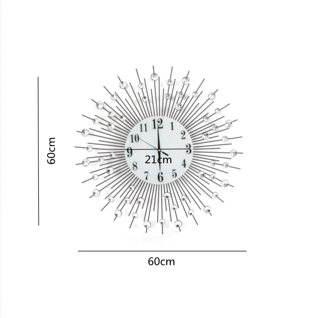 60x60cm Modern Luxury Large Art Round Diamond Wall Clock
