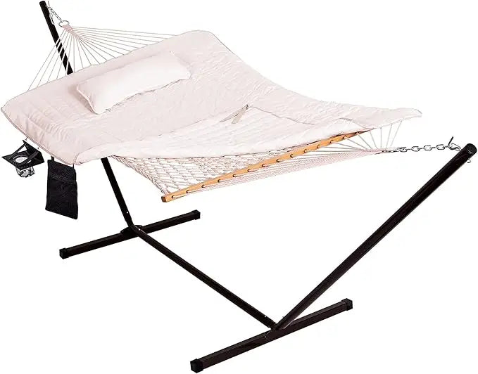 Double Outdoor Hammock with 12FT Steel Stand, 2 Persons