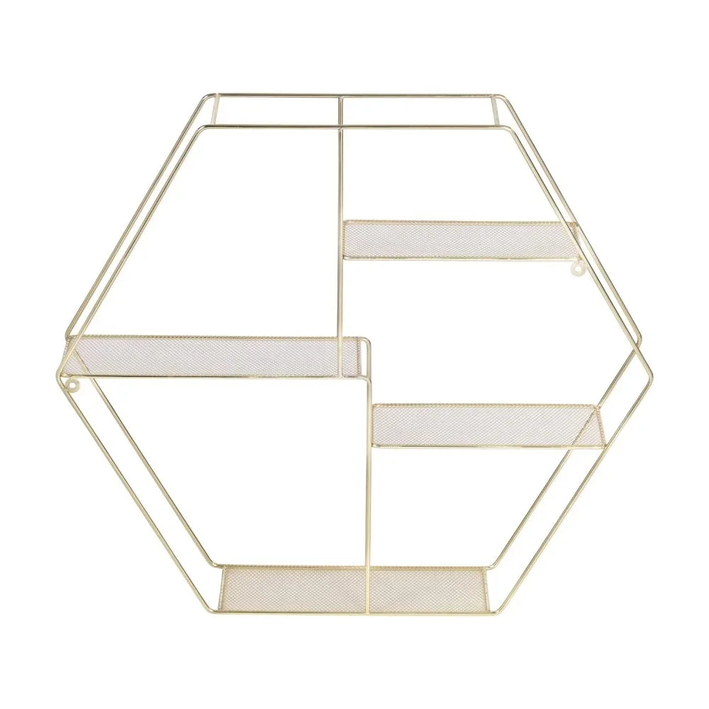 Geometric Accent Wall Shelf, Gold