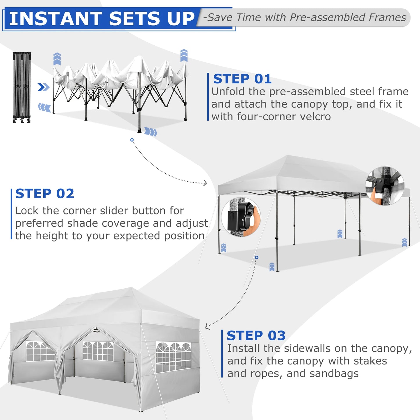 10x20 Heavy Duty Pop up Canopy Tent