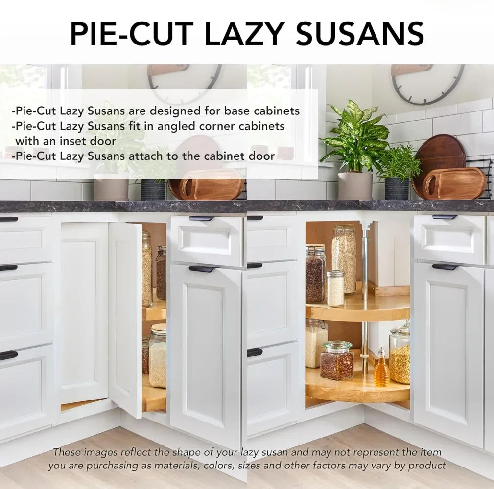 28" Dual Tier Pie-Cut Lazy Susan Organizer for Base Corner Kitchen Cabinets