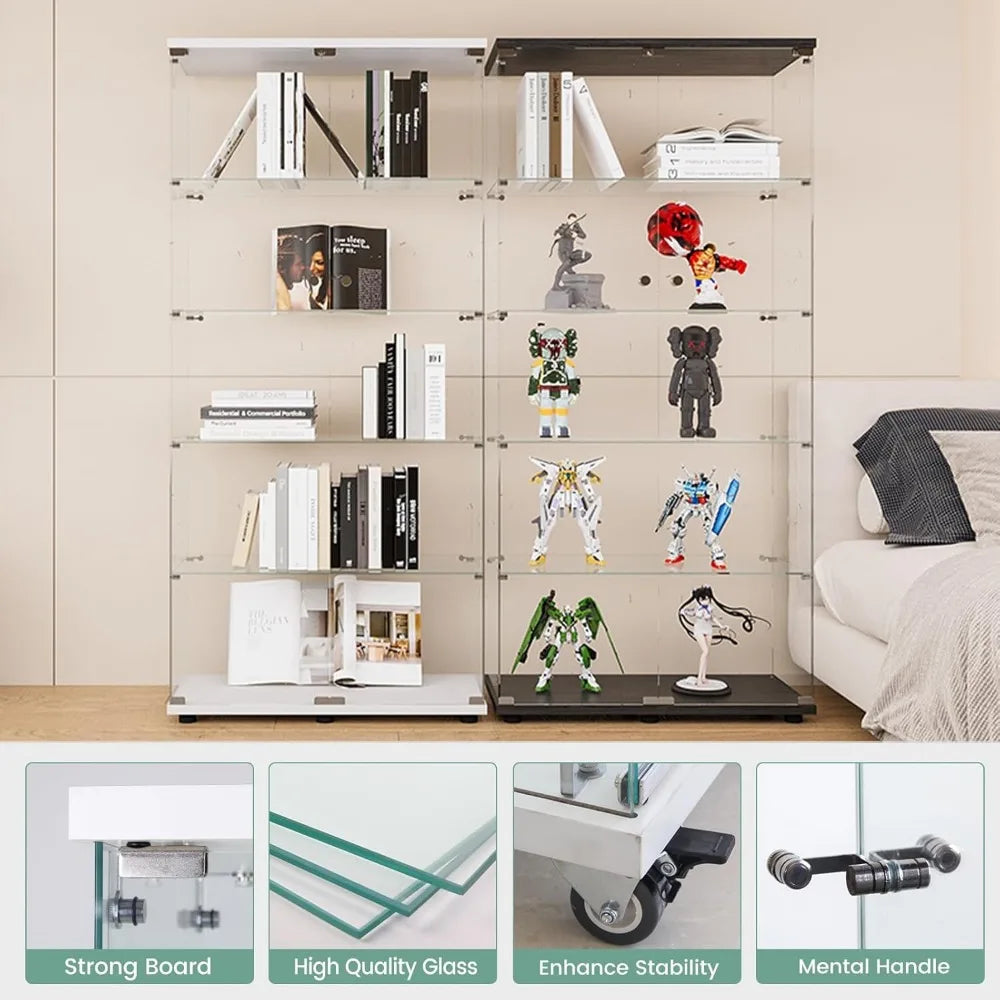 Glass Display Cabinet with 5 Shelves