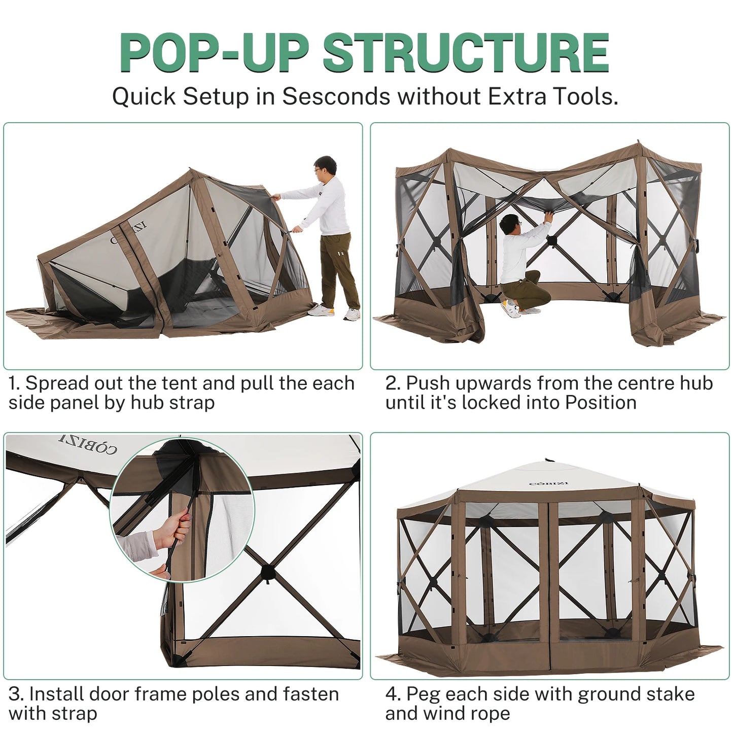 12x12ft Pop up Gazebo Screen House Tent with Mosquito Netting