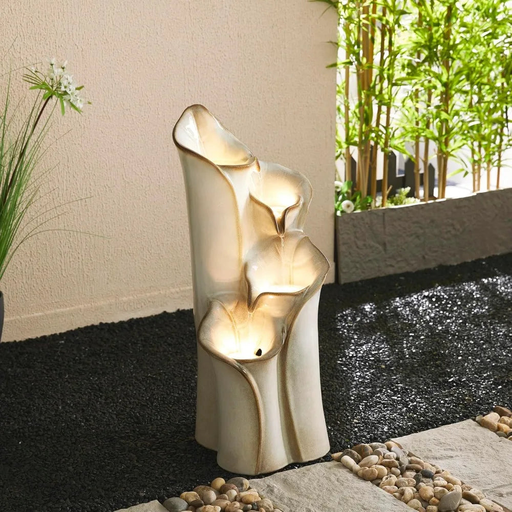 31.25 "H4 Layer Waterfall Fountain with LED Lights and Water Pump