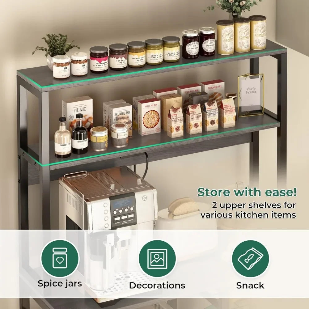 Open Storage Shelves with Power Outlet