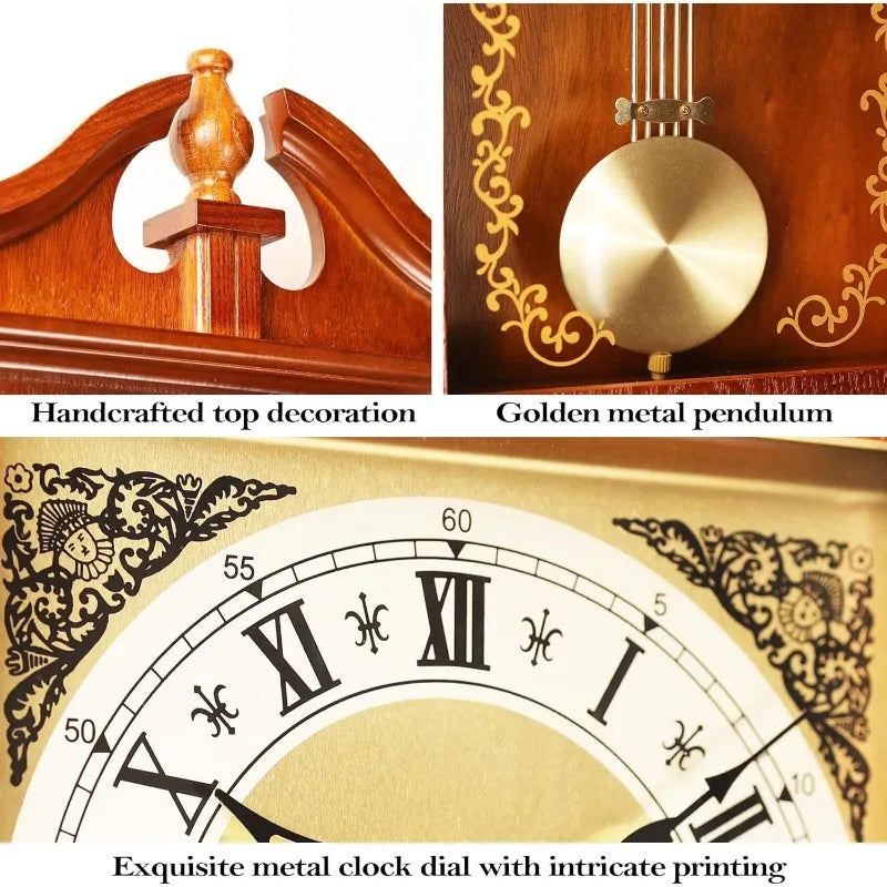Grandfather Vintage Wall Clock with Pendulum and Chime