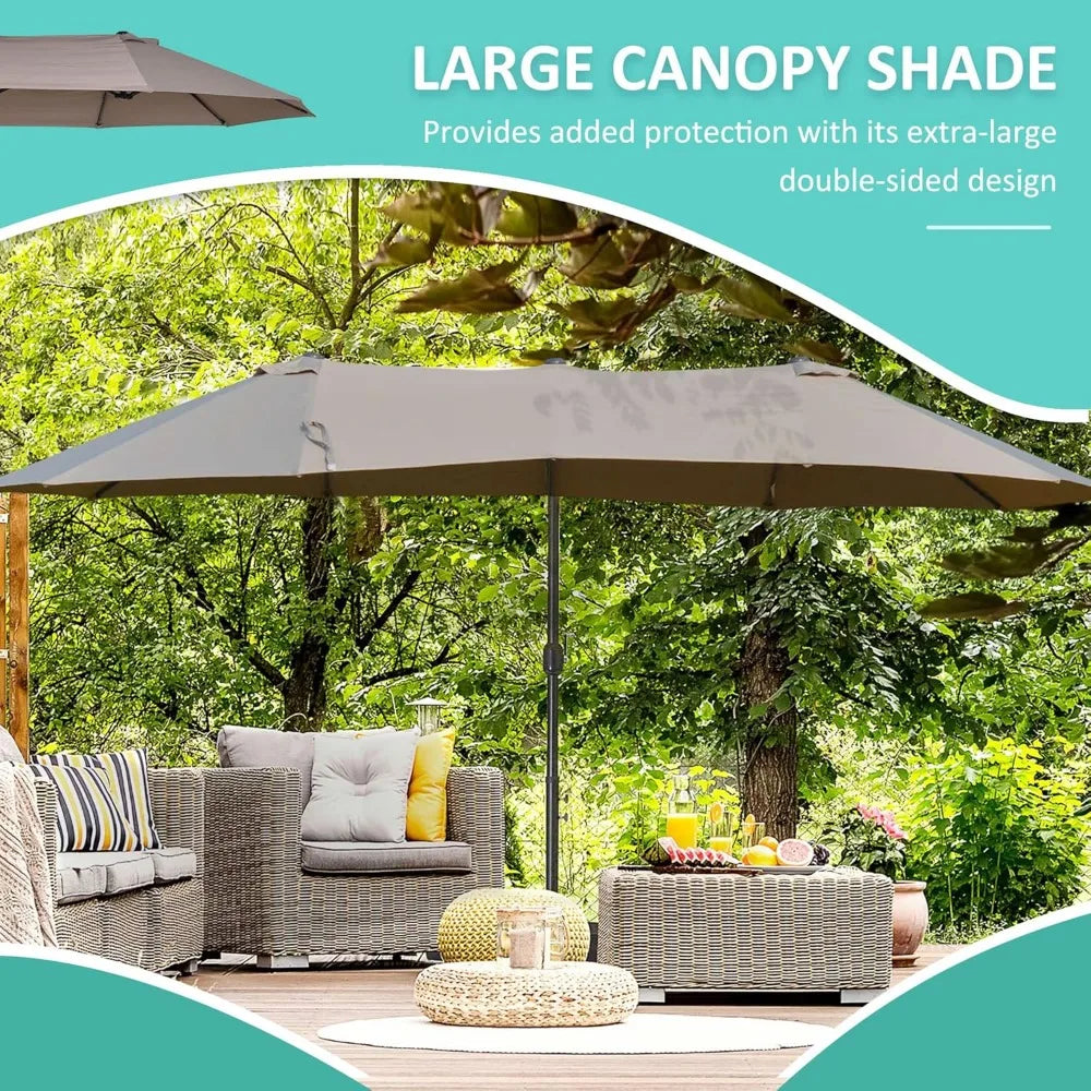 Patio Umbrella Double-Sided Outdoor with Crank