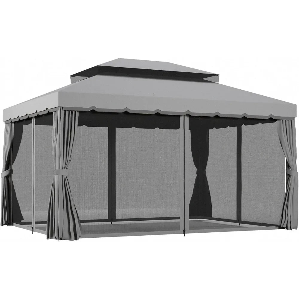 10' x 13' Patio Gazebo, with Netting and Curtains