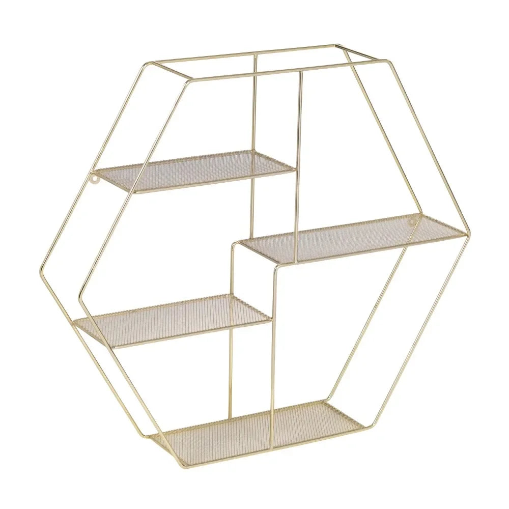 Geometric Accent Wall Shelf, Gold