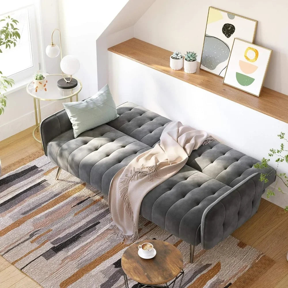 Convertible Couch With 2 Cup Holders and Removable Armrests