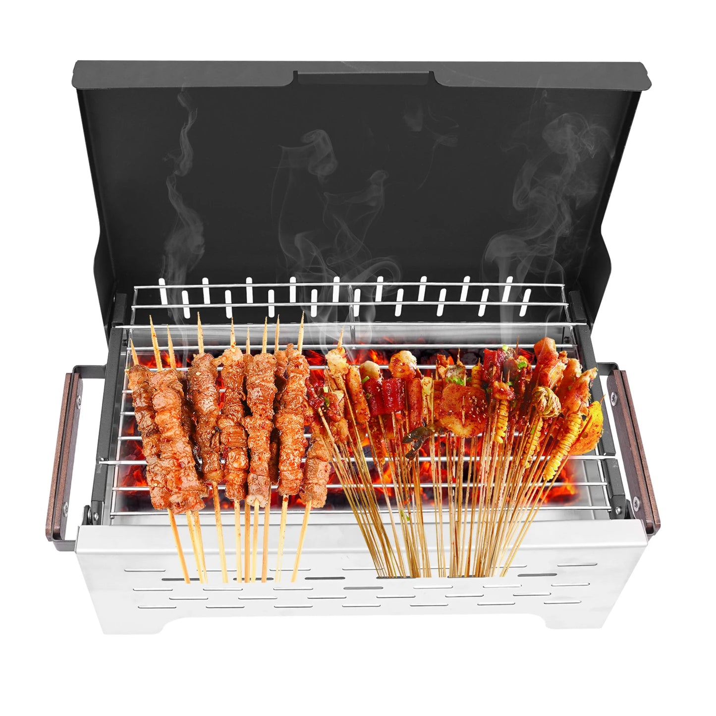 17.5-Inch Grill for BBQ, Durable Iron & Stainless Steel