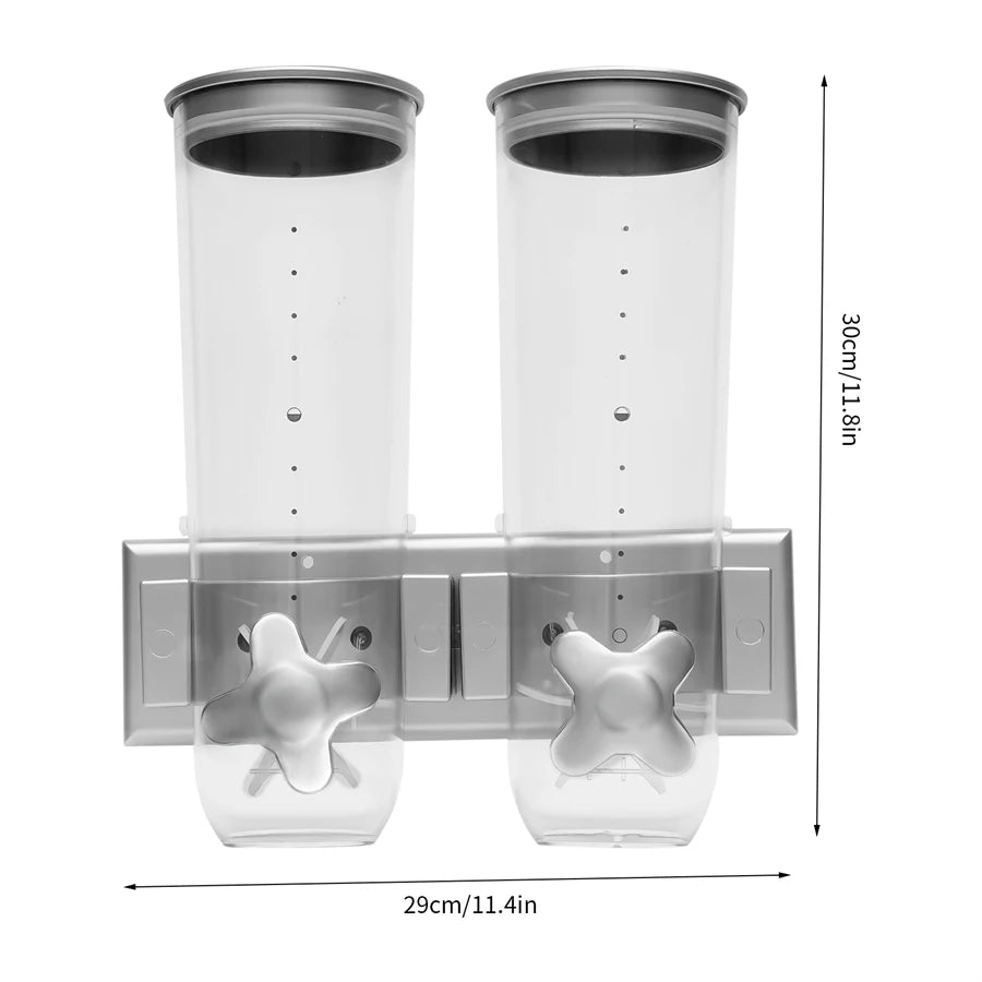 Wall-mounted 2 Barrel Cereal/Grain Dispenser