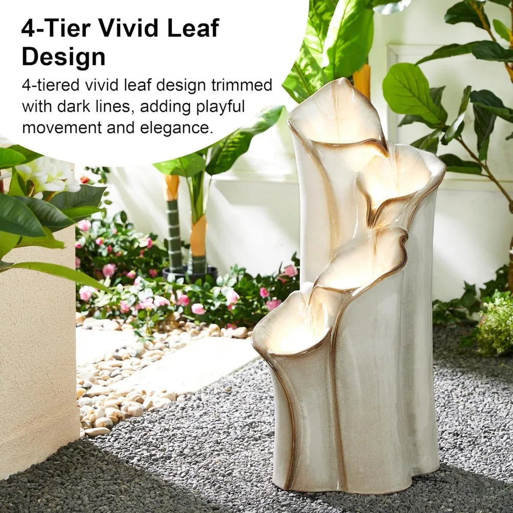 31.25 "H4 Layer Waterfall Fountain with LED Lights and Water Pump