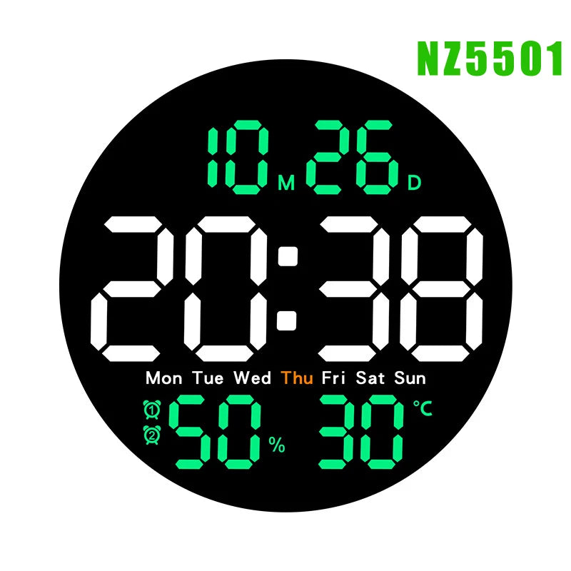 Remote Control 10 inch Colorful Led Wall Calendar Clock