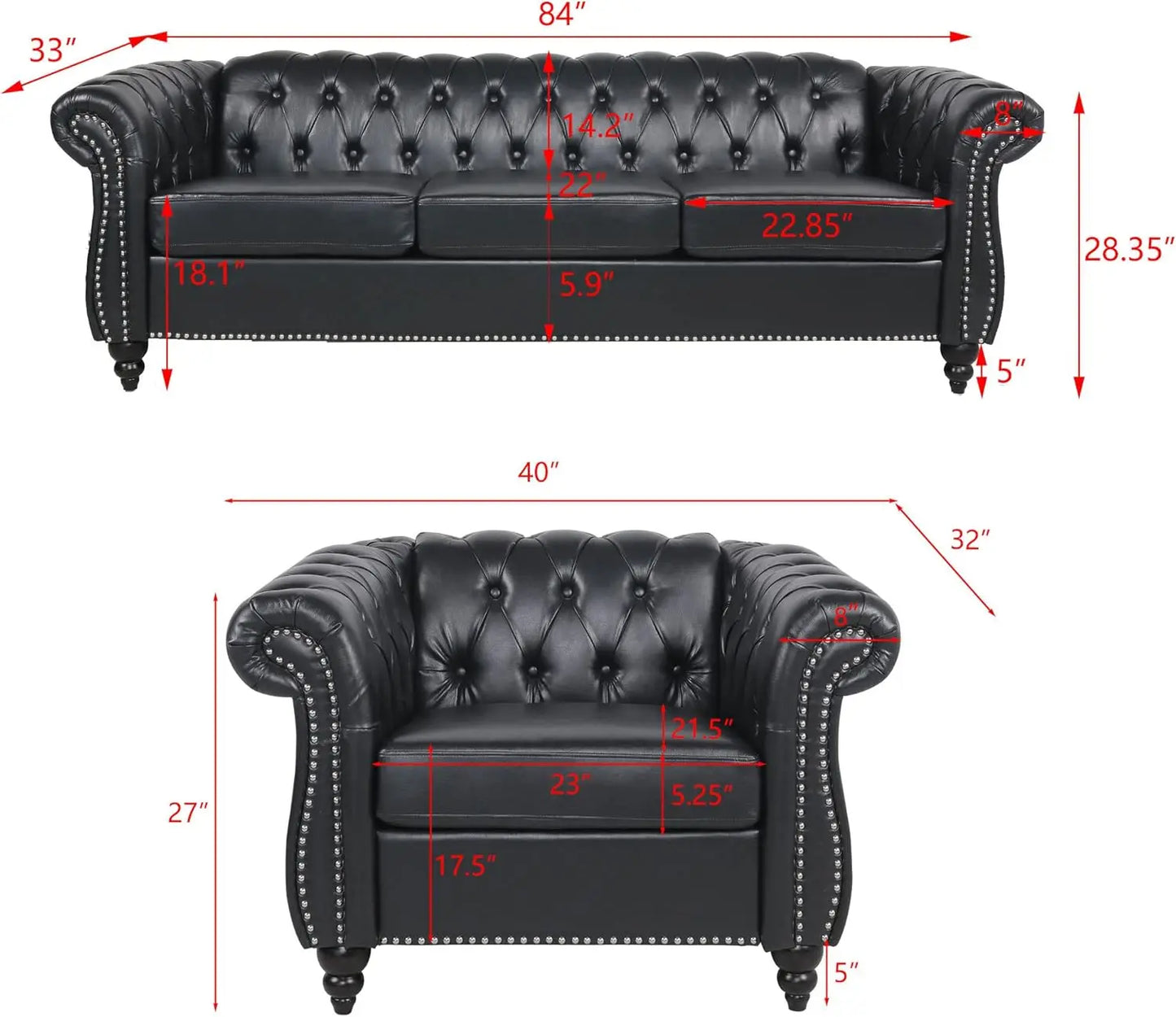 Modern 2 Pieces Living Room Sofa Set