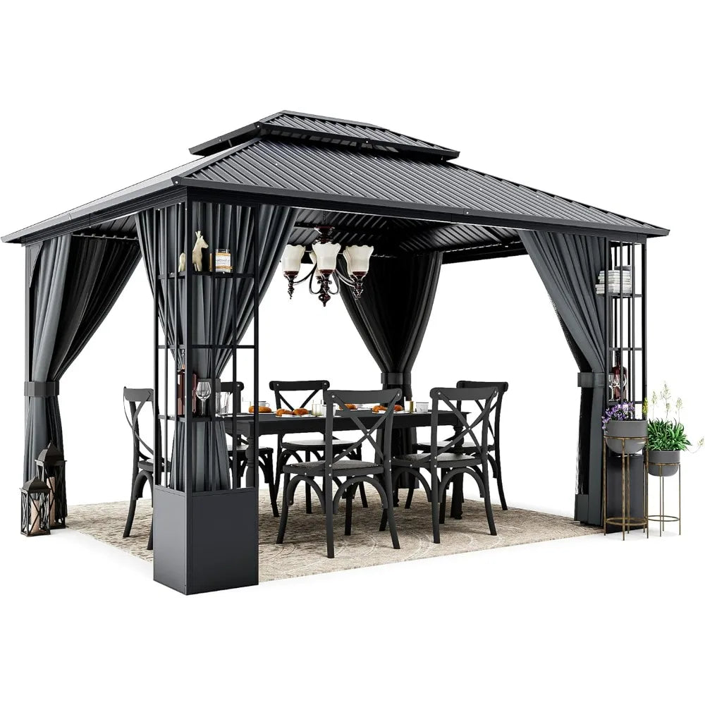 10 x12 Hardtop Gazebo, with Netting and Curtains
