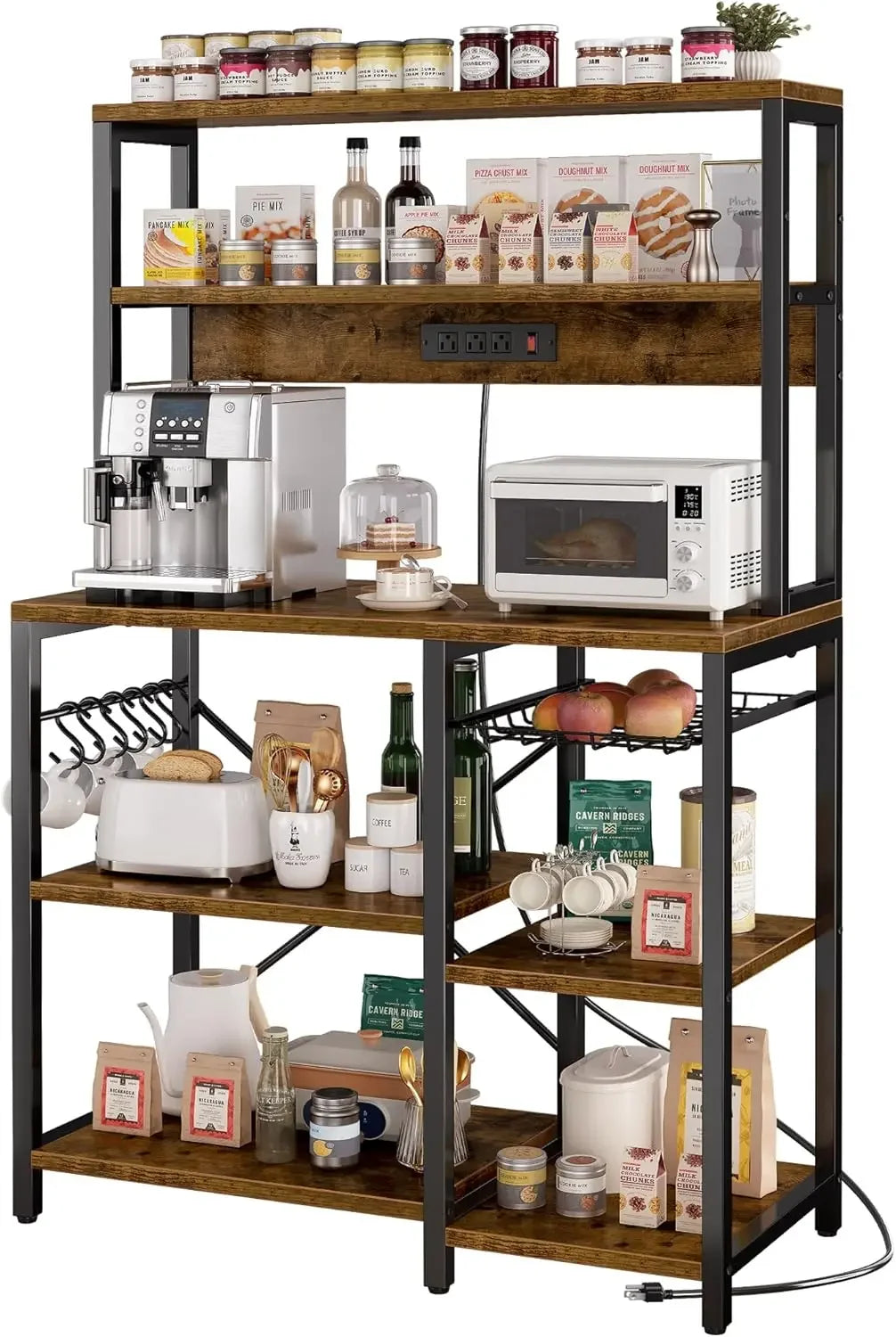 Open Storage Shelves with Power Outlet