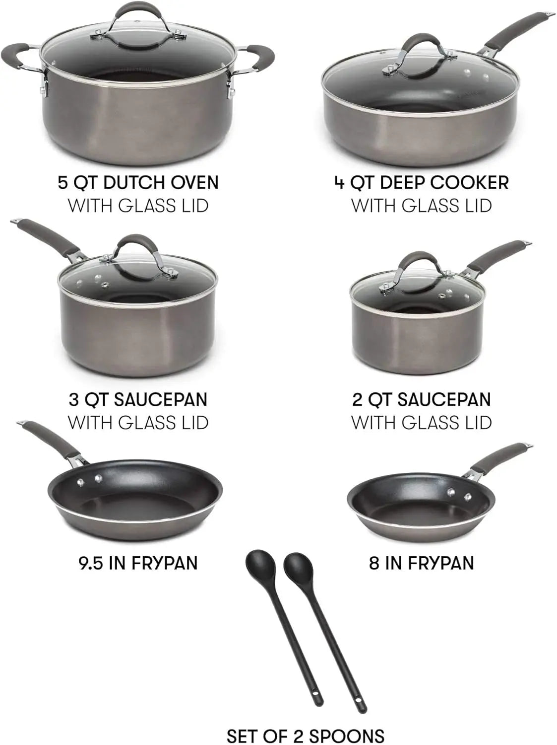 Cooking Light Nonstick Ceramic Pots and Pans Set with Silicone Stay Cool Handles