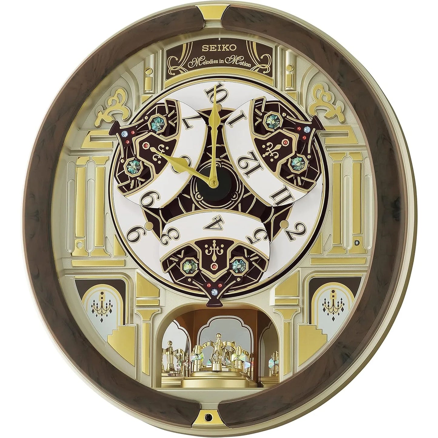 Melodies in Motion Wall Clock Golden Chandelier