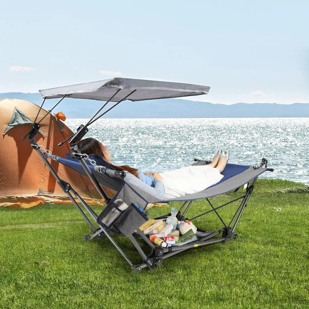 Folding Hammock with Removable Canopy and Pillow