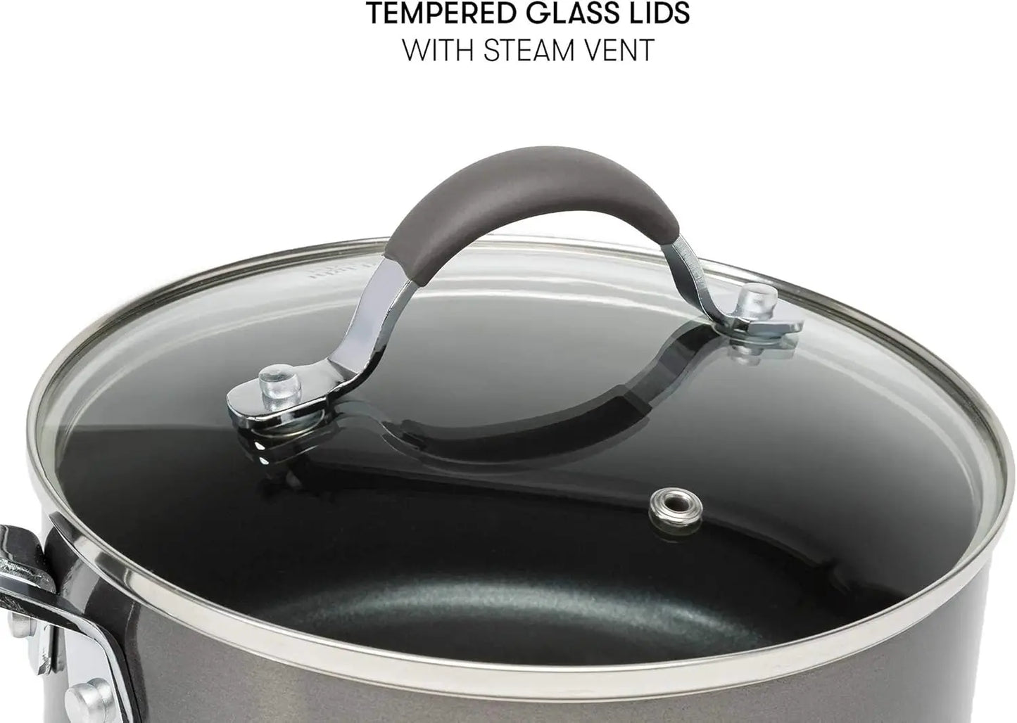 Cooking Light Nonstick Ceramic Pots and Pans Set with Silicone Stay Cool Handles
