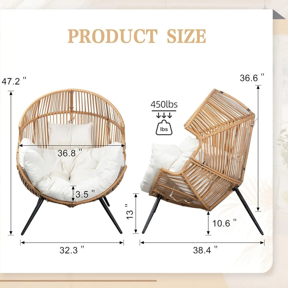 Wicker Egg Chair PE Rattan Chair with Cushion