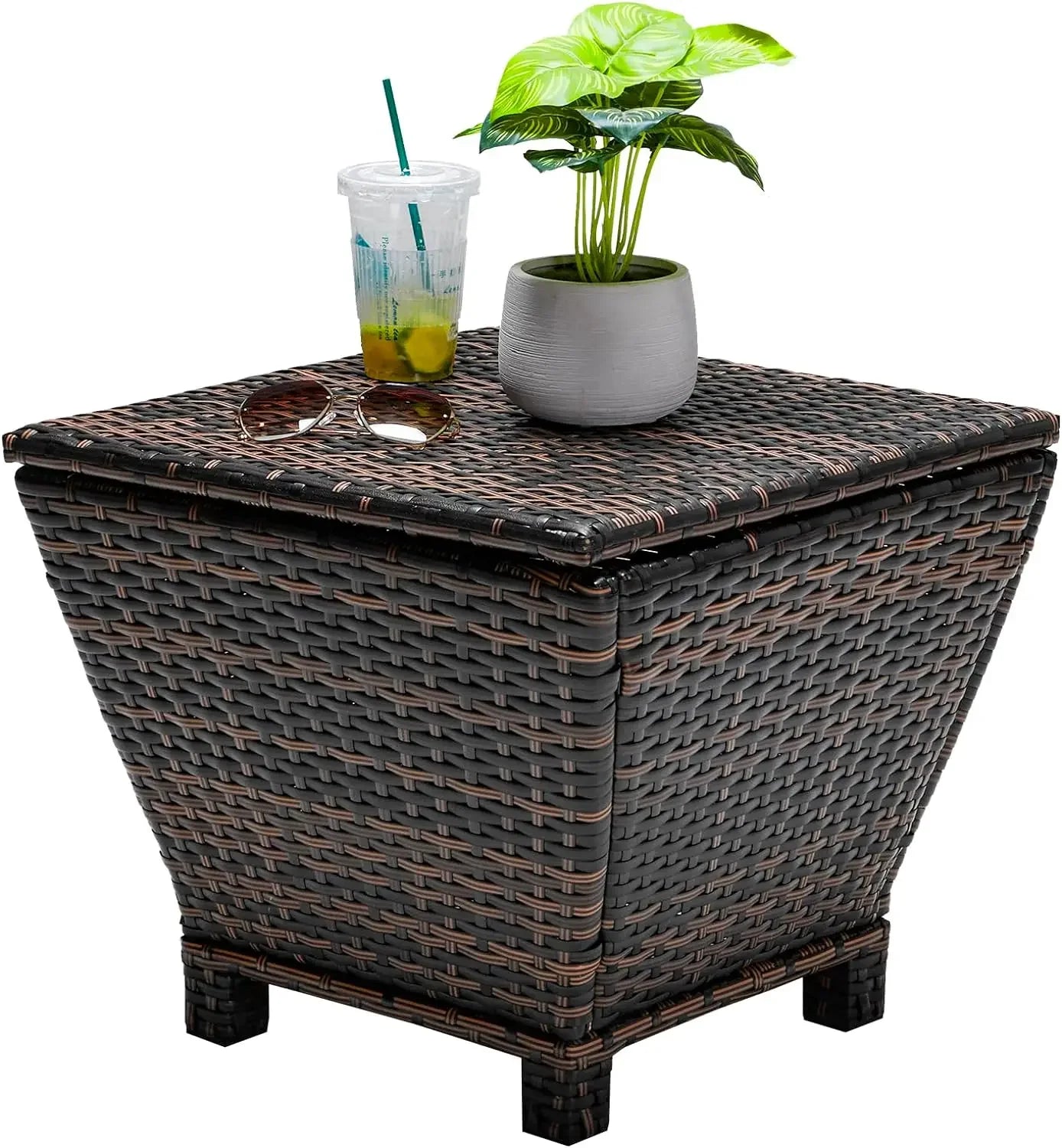 Outdoor Side Table with 27-Gallon Storage Box