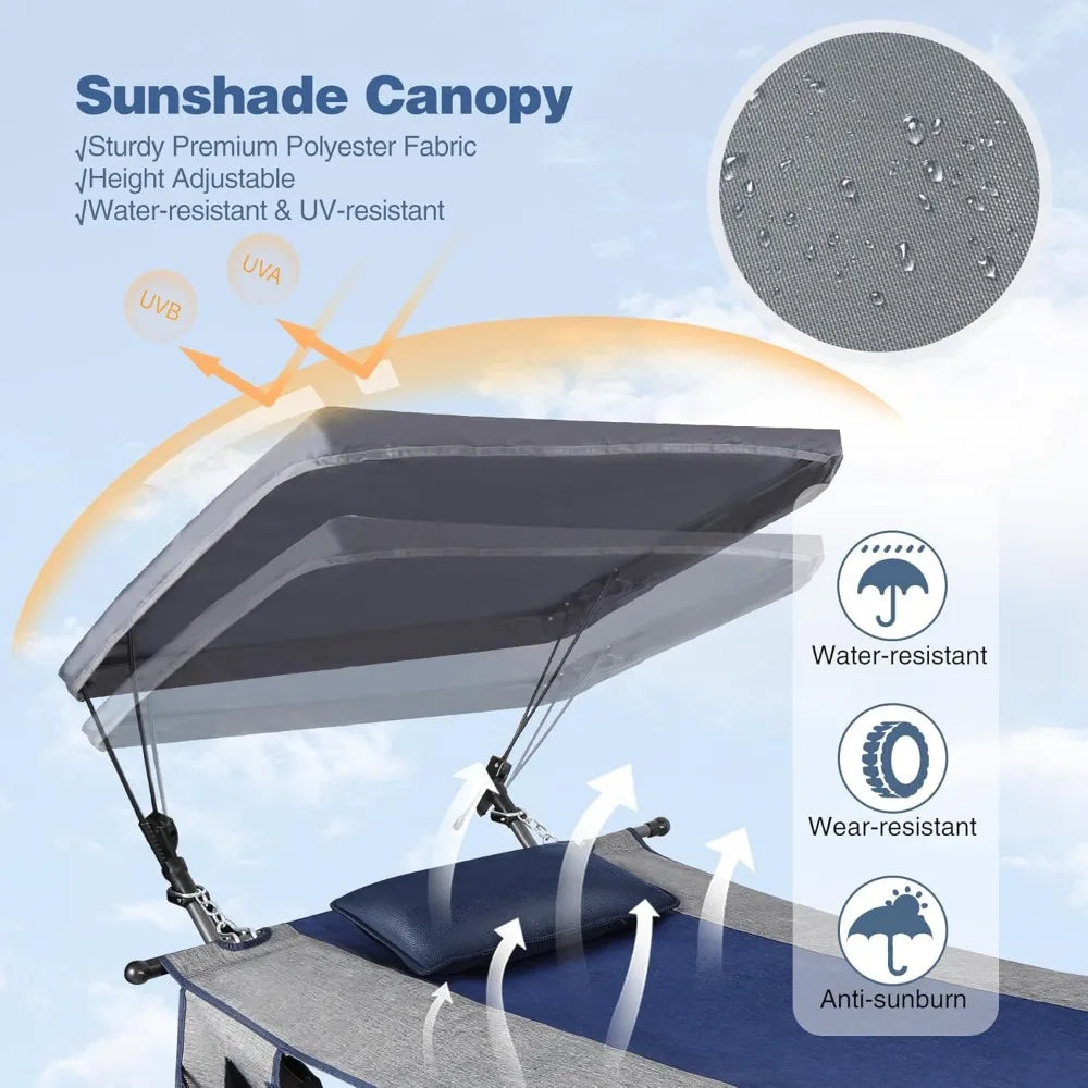 Folding Hammock with Removable Canopy and Pillow