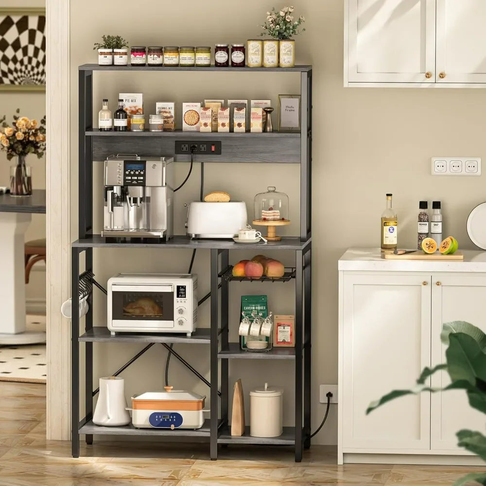 Open Storage Shelves with Power Outlet