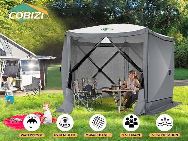 10x10ft, 5 Sided Portable Pop-up Canopy Shelter Tent with Mesh Windows