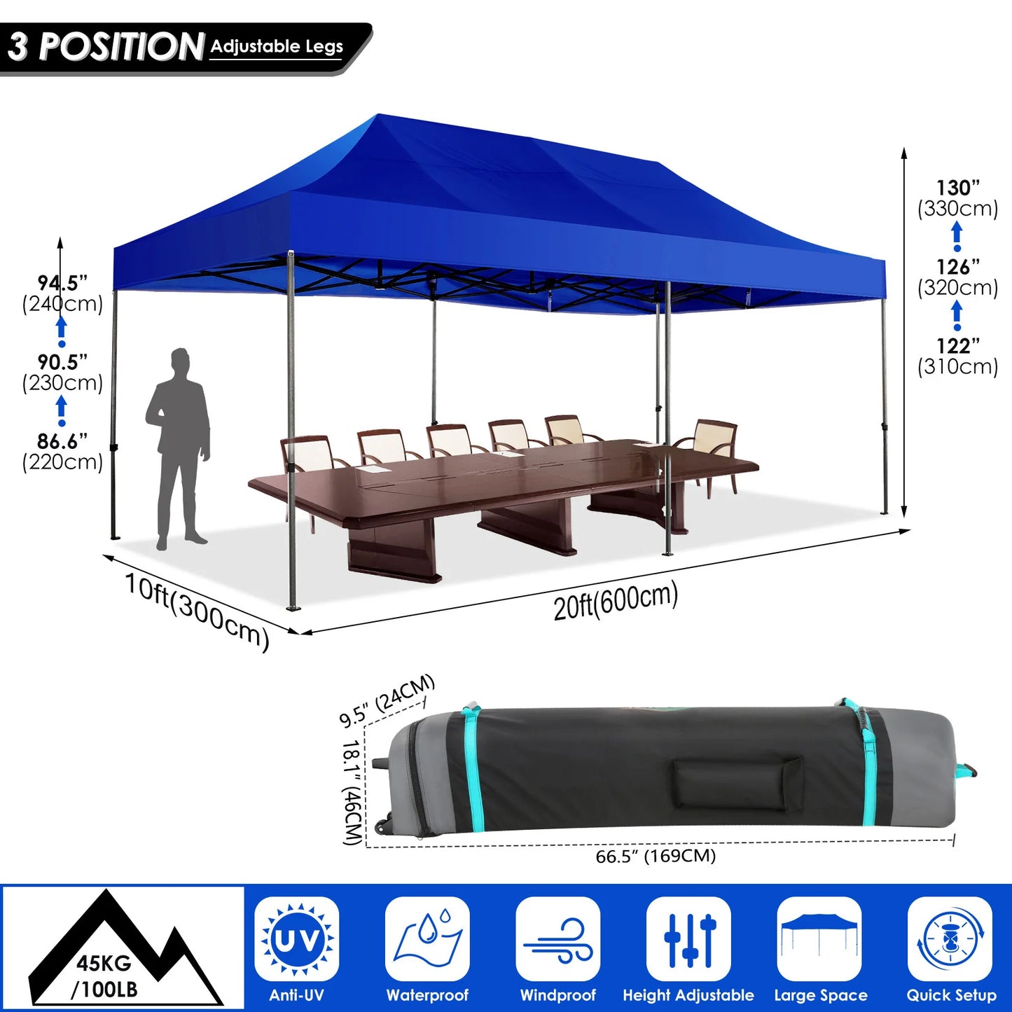 10x20 Heavy Duty Pop up Canopy Tent