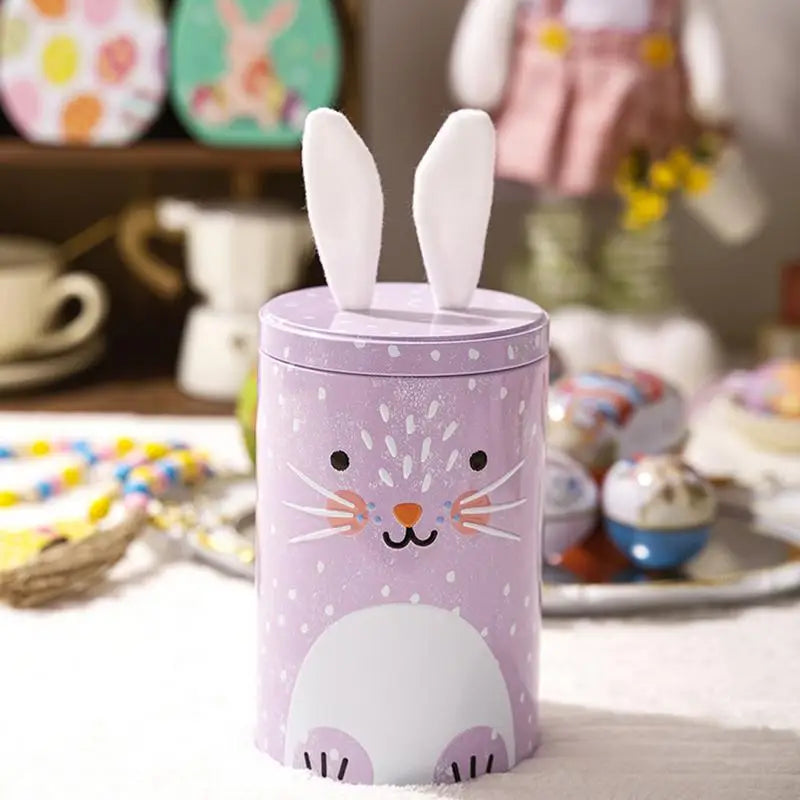 Easter Candy Canister Sweets Airtight Box With Bunny Ears Lid 4X