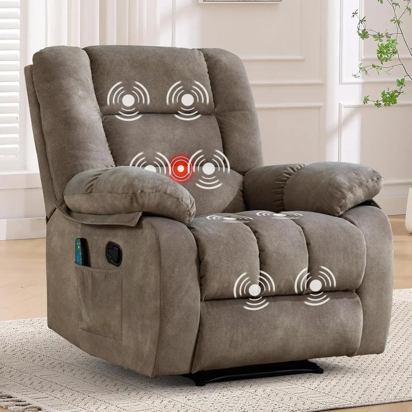 Overstuffed Massage Recliner Chair