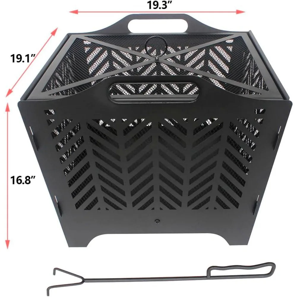 Portable Outdoor Fire Pit with Grill and Storage Bag