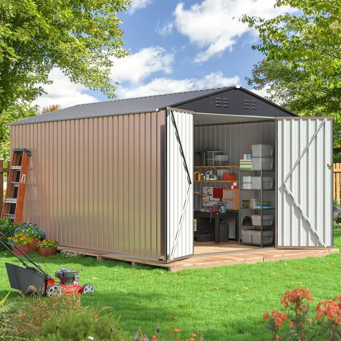 8x12 FT Outdoor Steel Storage Shed