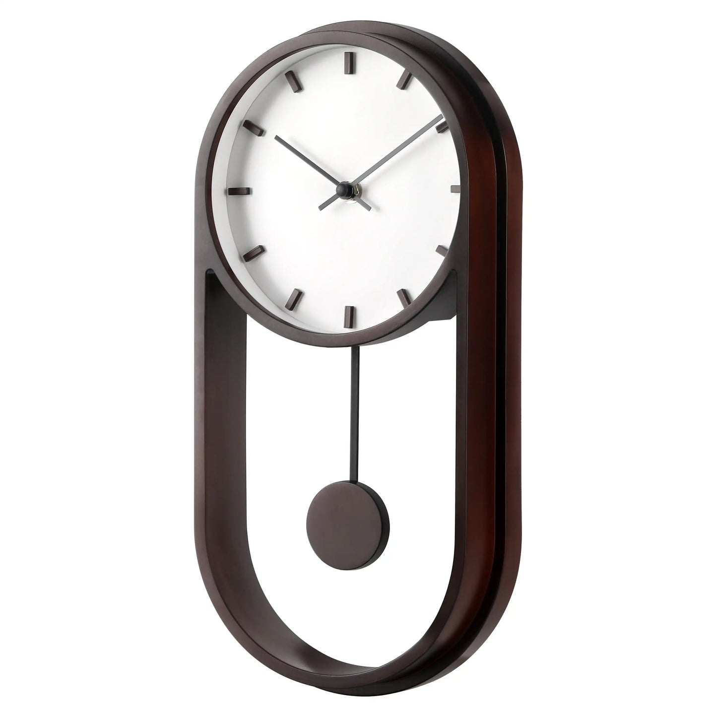 Indoor Faux Wood Pendulum Analog Wall Clock