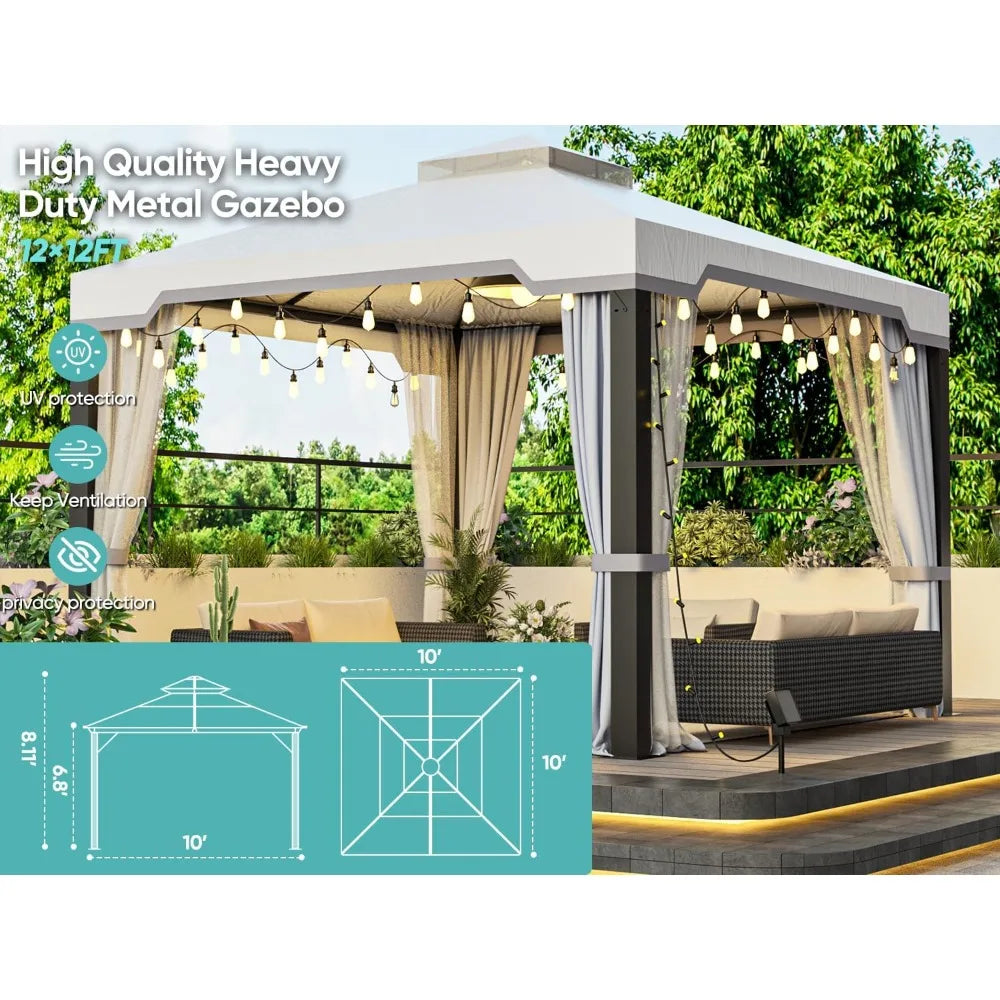 Heavy Duty Garden Gazebo with Mosquito Netting,o