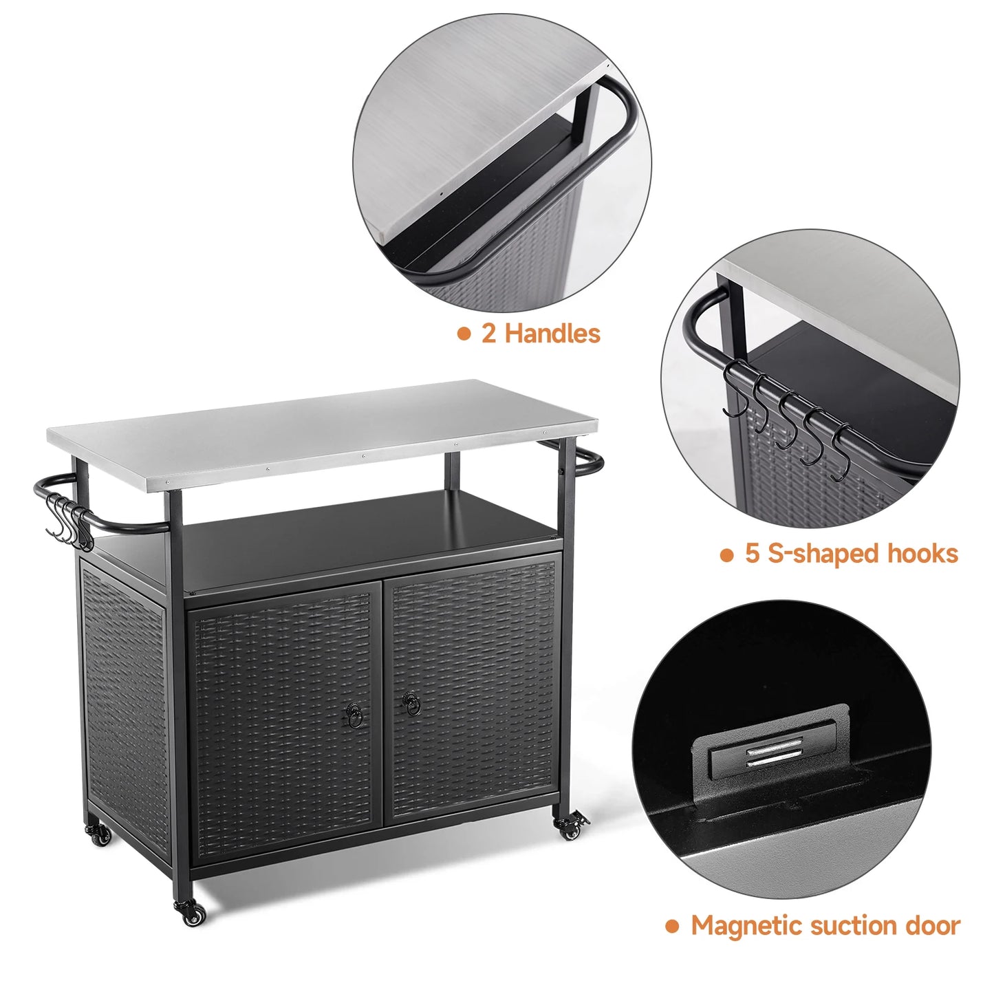 Outdoor Grill Cart with Storage Cabinet