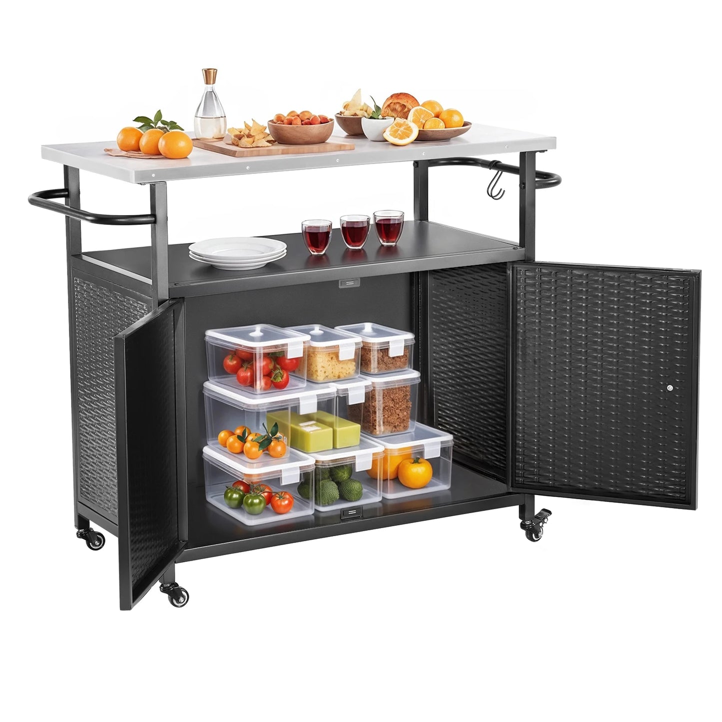 Outdoor Grill Cart with Storage Cabinet