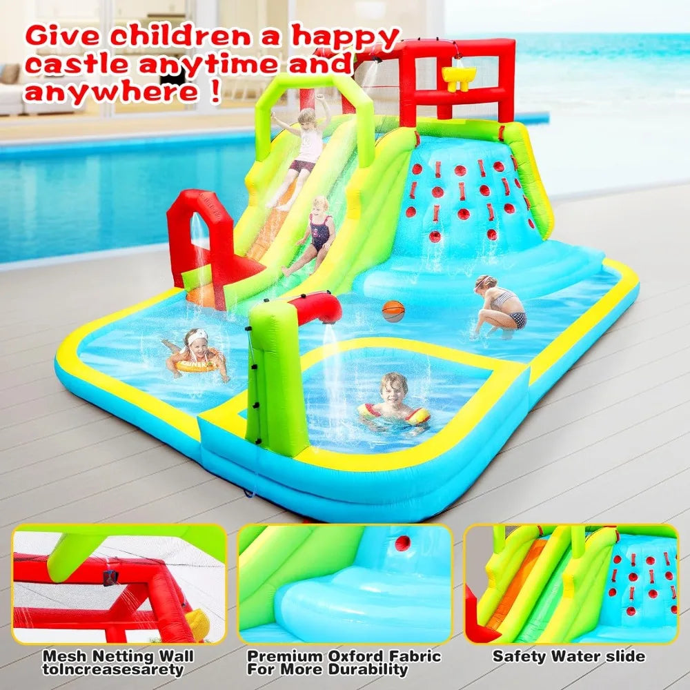 Inflatable Water Slide Park with Splash Pool Climb The Wall