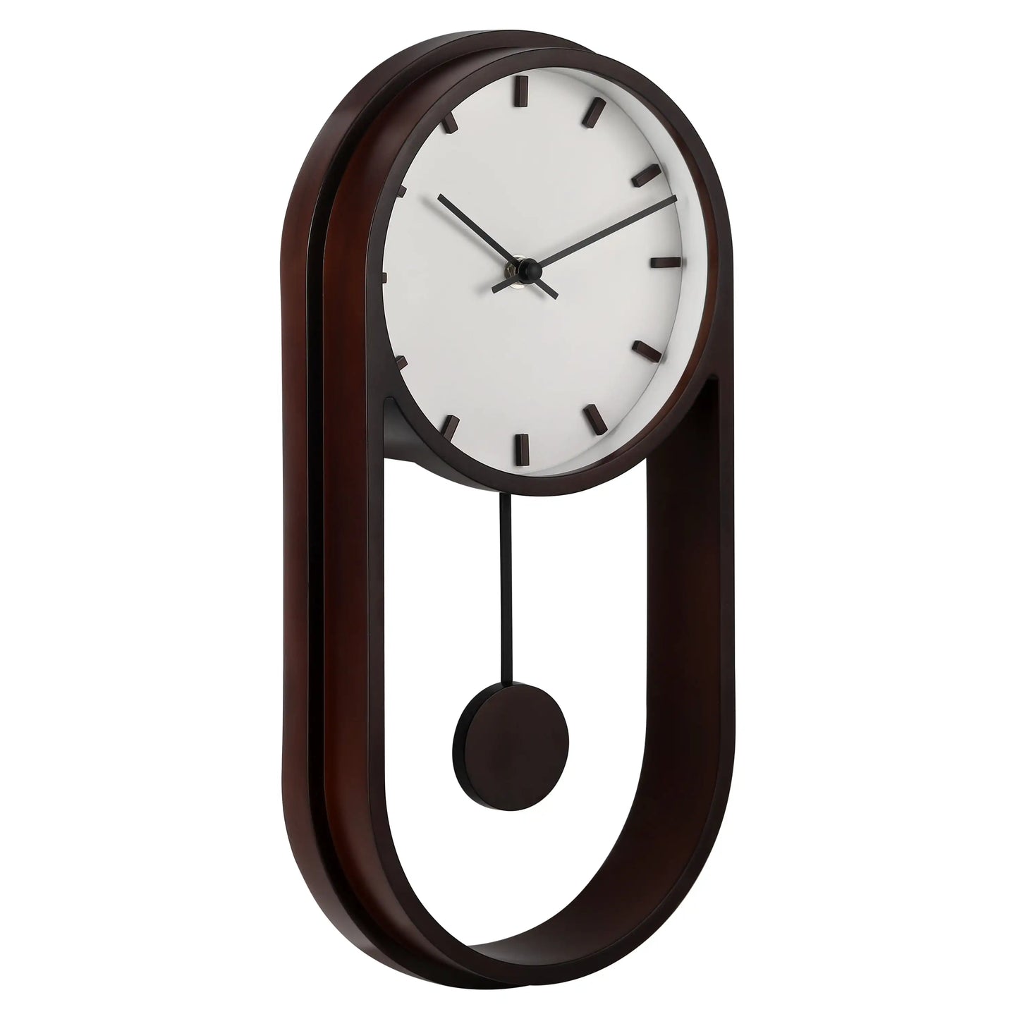 Indoor Faux Wood Pendulum Analog Wall Clock