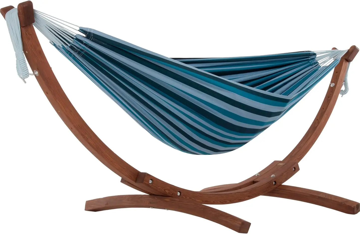 Double Cotton Hammock with Solid Pine Arc Stand