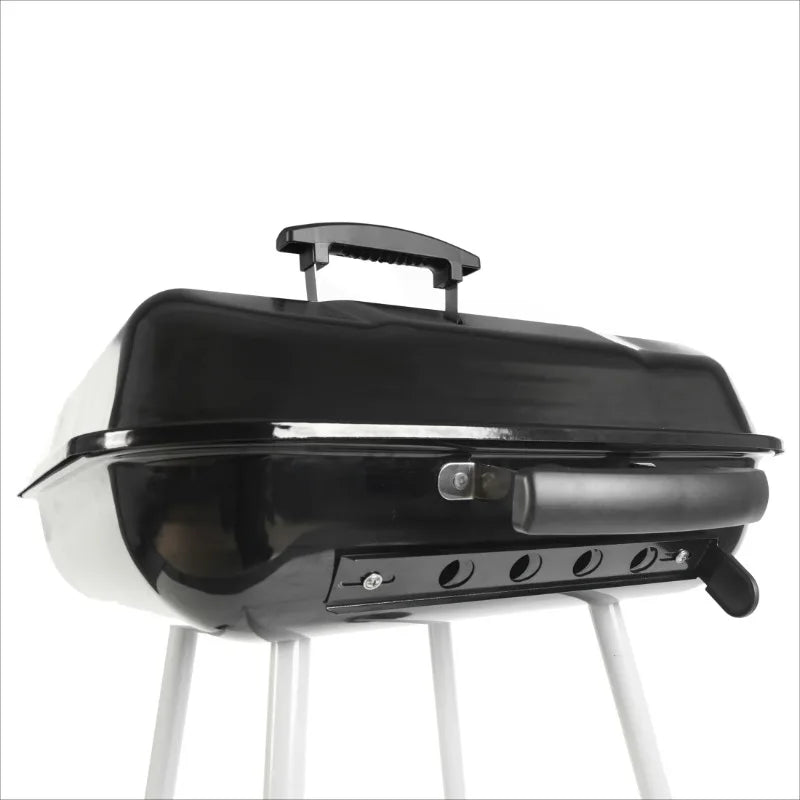 Square Steel Charcoal Grill on Wheels