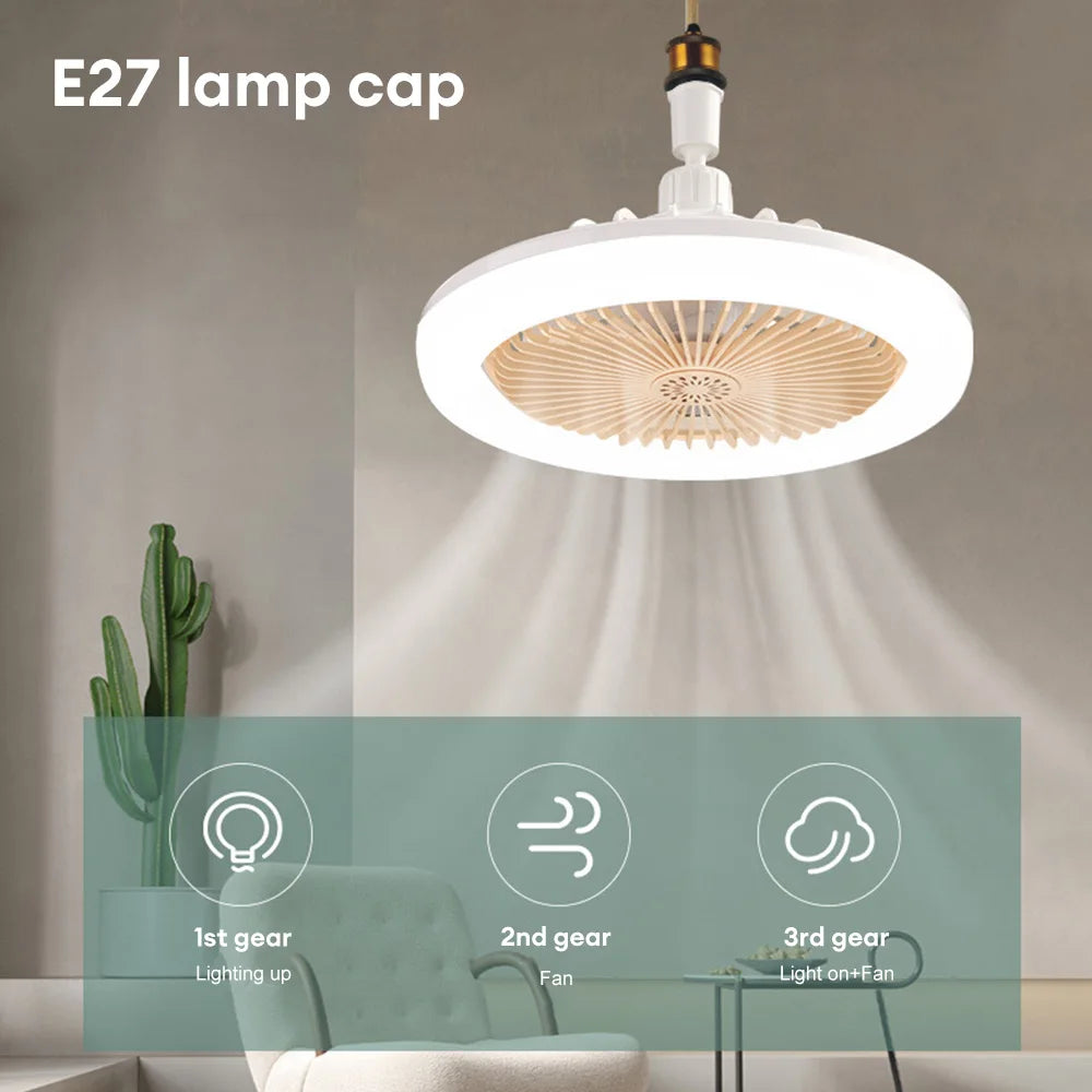 E27 Light Holder Ceiling Fan Lights LED Fan Light Universal with Remote Control