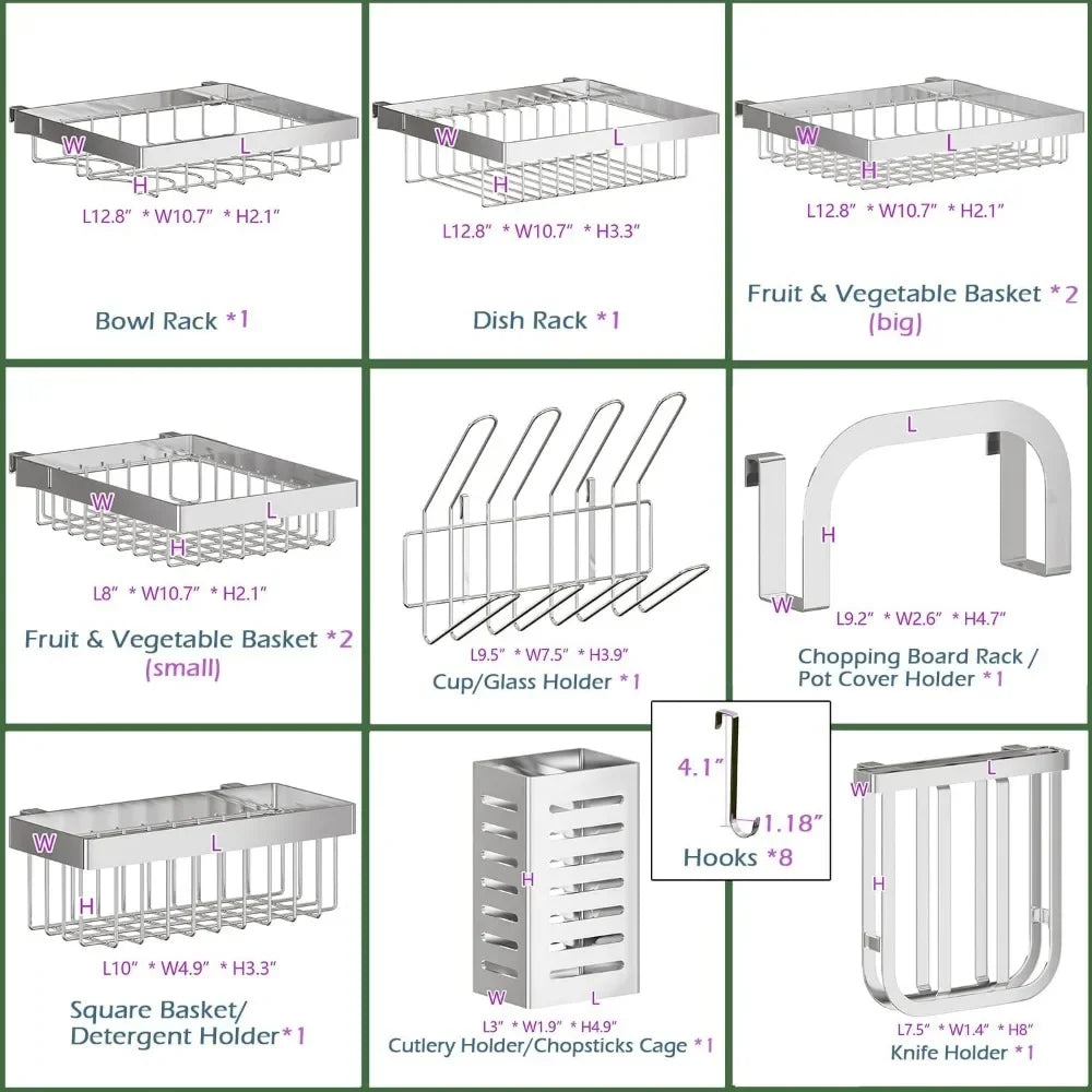 Adjustable Over Sink Dish Drying Rack 3 Tier