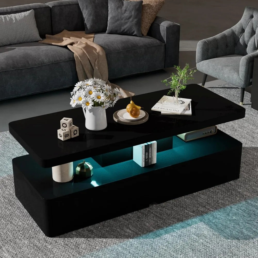 Modern Stylish Coffee Table with 16 Colors LED Lights