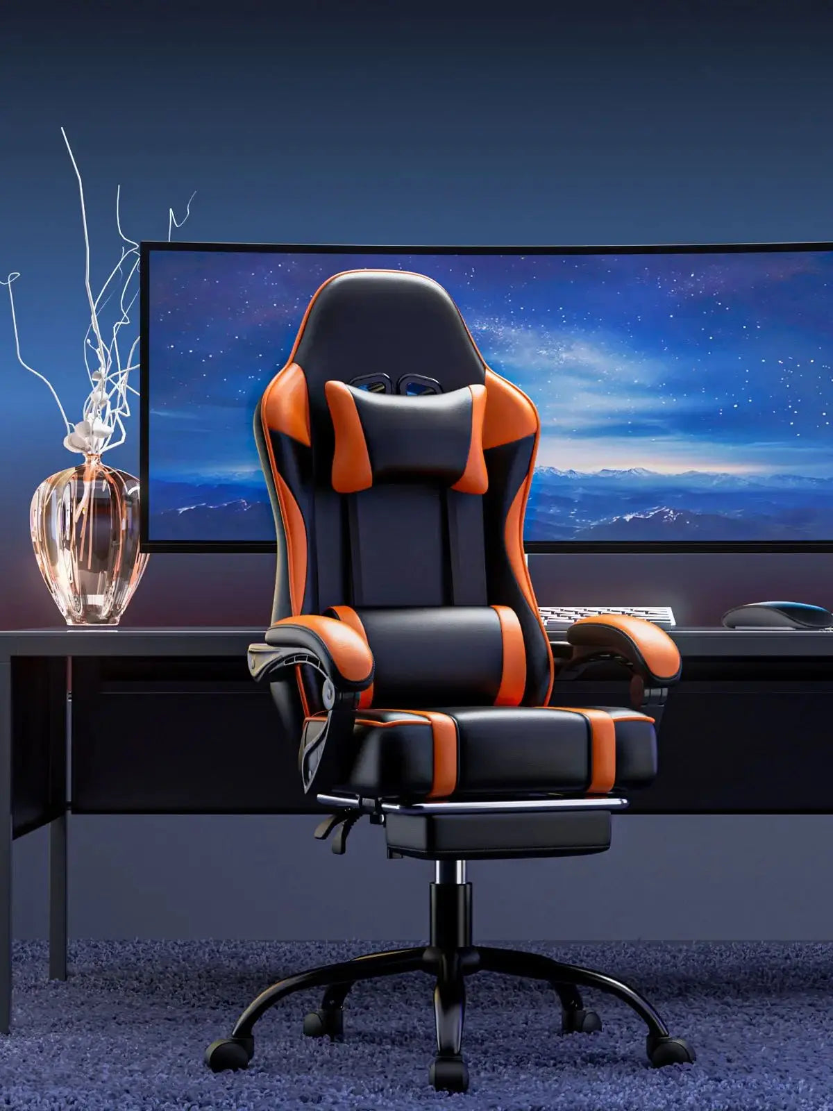 Gaming Chair with Footrest